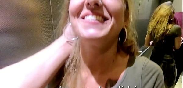 Er fickt sie schon im Aufzug! Riskantes 1. Date mit deutscher Blondine Amelie Lei! Gesichtsbesamung